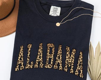 Leopard Alabama Shirt, Comfort Colors® State Pride Tee, Collegiate Cheetah Game Day State Gift