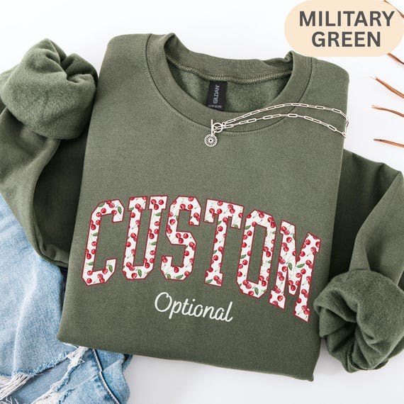 Custom Cherry Sweatshirt, Custom Text Hoodie, Personalized Name Gift, Matching Spirit Top