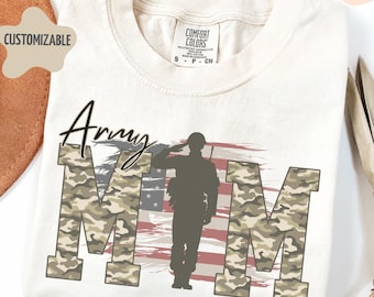 Army Mom T-Shirt: Camo USA Flag Comfort Colors® Tee, Military Mama Gift