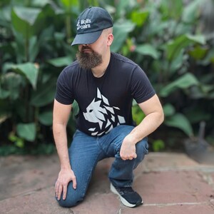 Wolfscairn Noble Wolf Logo Dad Cap, Unstructured Low Profile Hat, Embroidered Geometric Wolf, Adjustable Strapback, Dark Fantasy Style