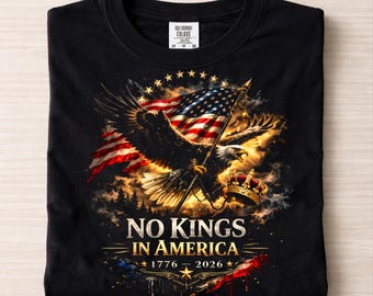 Comfort Colors® No Kings In America 1776–2026, maglietta con aquila patriottica, maglietta per l'indipendenza americana, maglietta per la libertà degli Stati Uniti, maglietta senza re