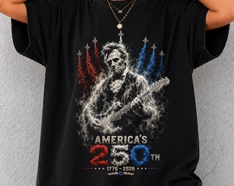 Maglietta per il 250° anniversario dell'America (1776-2026), maglietta con Abraham Lincoln che suona la chitarra, maglietta per il Giorno dell'Indipendenza degli Stati Uniti (1776-2026), maglietta per il 4 luglio negli Stati Uniti.