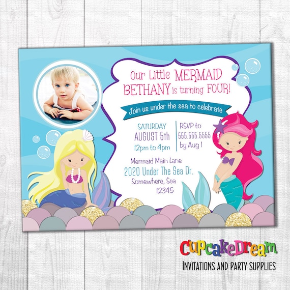 Mermaid Invitation, Under The Sea, Mermaid Birthday Il_570xn