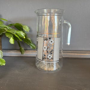 Vintage Floral Glass Pitcher