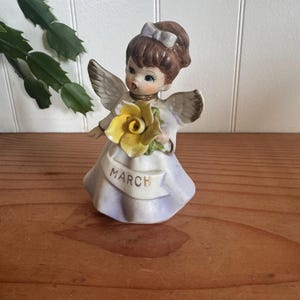 Vintage March Birthday Angel Figurine