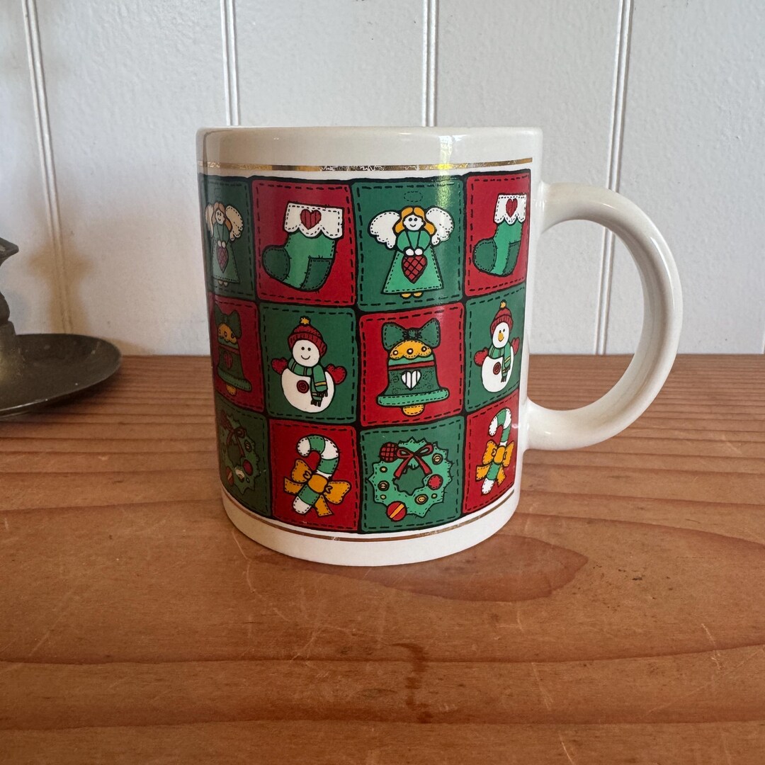 Vintage Christmas Quilt Mug - Fine Works Designs Limited Edition - Etsy