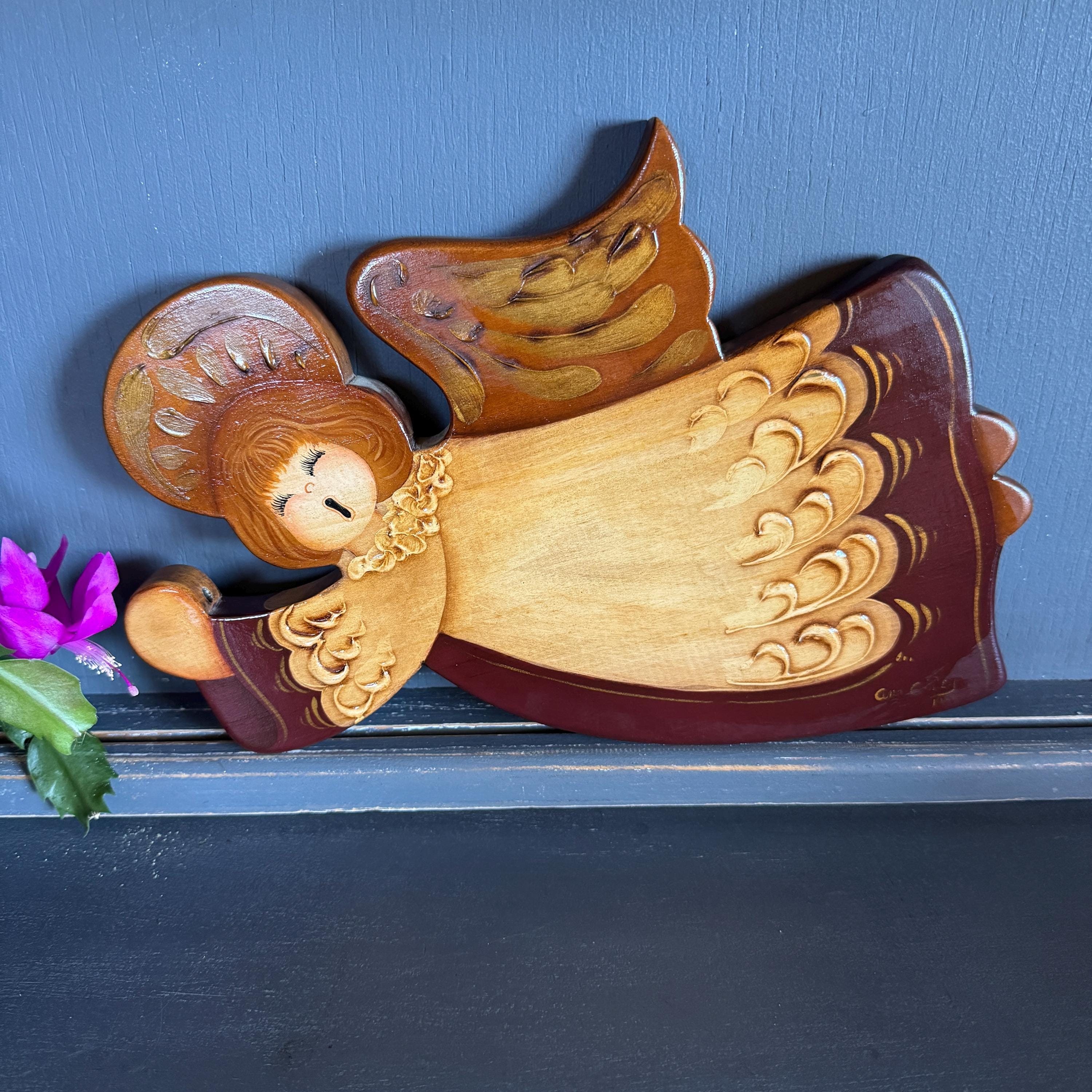Vintage Carved Wood Angels - Etsy