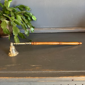 Vintage Metal and Wood Candle Snuffer - Bell Douter with Turned Wooden Handle