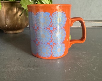 Vintage Floral in Orange & Blues Mug - English ceramics