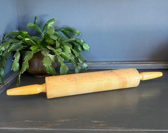Vintage Foley Wooden Rolling Pin Stamped Ball Bearing Maple 18"