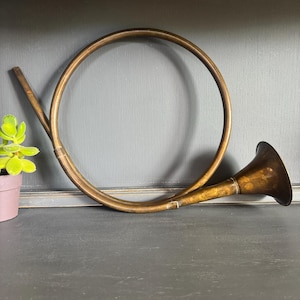 Large Brass French Horn Christmas Decor