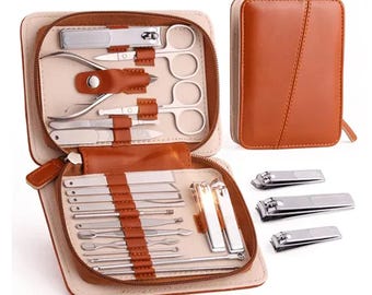 MANIKÜRE PEDIKÜRE KIT mit Reiseetui Edelstahl Nagelpflege Werkzeugset Tragbar