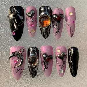 Nail Art,Nail Polish,Nail Press On,Pink Nail,Diamond Nail,Handmade Nail,Acrylic Press On,Mom Gift,Gifts For Her