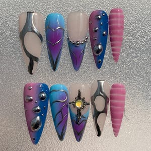 Colourful Nail,Nail Design,Nail Art,Nail Press On,Nail Polish,Nail Handmade,Gifts For Her