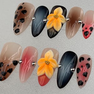 Leopard Nail,Nail Polish,Nail Art,Nail Press On Flower,Pink Nail,Nail Decal,Mom Gift,Gifts For Her