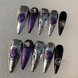 Purple Nail,Nail Art,Nail Design,Nail Polish,Nail Press On,Mom Gift,Acrylic Pess On,Gifts For Her