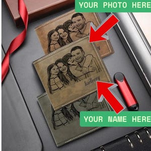 Gepersonaliseerd cadeau voor hem, aangepaste fotoportemonnee, cadeau voor hem, jubileumcadeau voor echtgenoot, cadeau vriend, echtgenoot, mannen, vader, aangepast