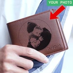 Gepersonaliseerd cadeau voor hem, aangepaste fotoportemonnee, valentijnscadeaus, jubileumcadeau voor echtgenoot, cadeau vriend, echtgenoot, mannen, vader, cadeau moeder