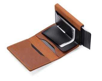Cartera Airtag, tarjetero Airtag, funda minimalista AirTag para cartera, cartera de cuero personalizada para hombre, regalo de aniversario, graduación