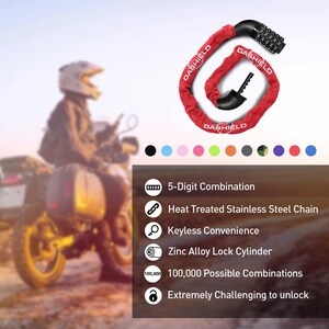 Bicycle, Motocycle, Scoot 38.6 inches- DaShield Bike Chain Lock Security 5 Digit Resettable Combination image 7