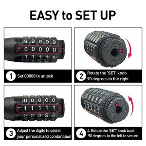 DaShield Bike Lock Cable 5 Digit Resettable Combination Code for Bicycle and Scooter image 3