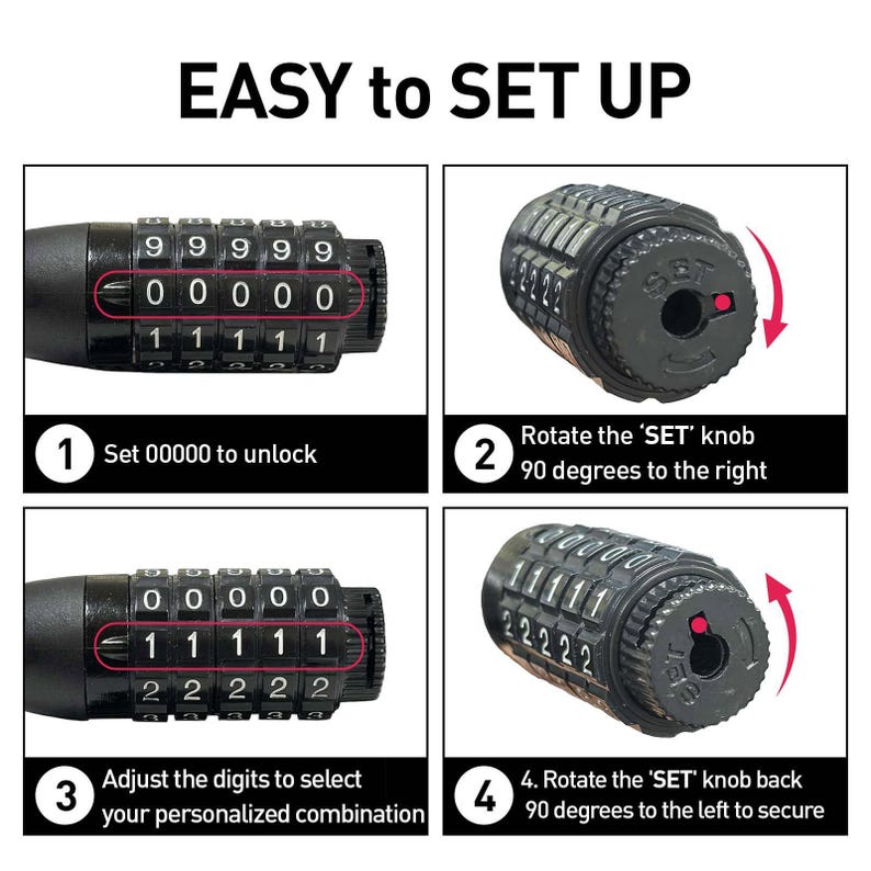 DaShield Bike Lock Cable 5 Digit Resettable Combination Code for Bicycle and Scooter image 3