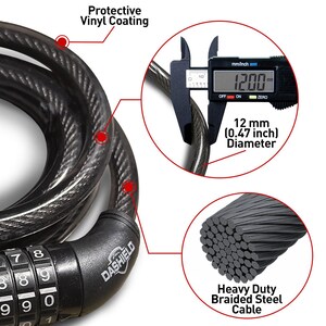 DaShield Bike Lock Cable 5 Digit Resettable Combination Code for Bicycle and Scooter image 5