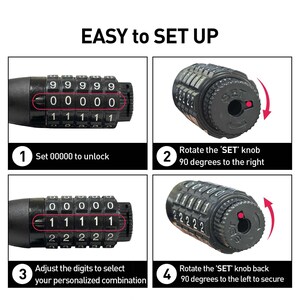 Bicycle, Motocycle, Scoot 38.6 inches- DaShield Bike Chain Lock Security 5 Digit Resettable Combination image 5