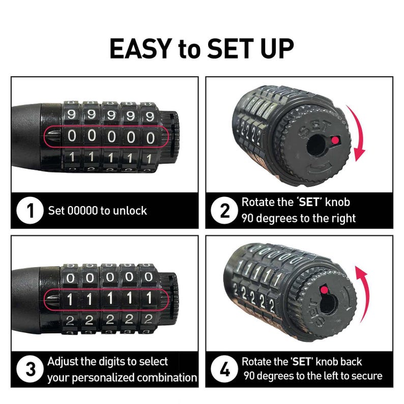 Bicycle, Motocycle, Scoot 38.6 inches- DaShield Bike Chain Lock Security 5 Digit Resettable Combination image 5