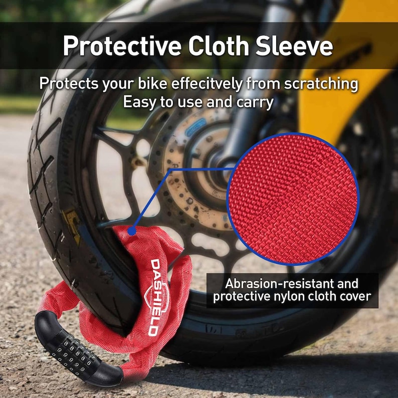 Bicycle, Motocycle, Scoot 38.6 inches- DaShield Bike Chain Lock Security 5 Digit Resettable Combination image 4