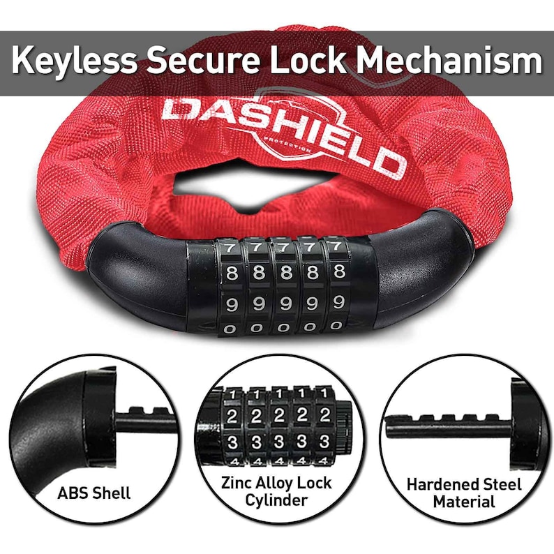 Bicycle, Motocycle, Scoot 38.6 inches- DaShield Bike Chain Lock Security 5 Digit Resettable Combination image 3