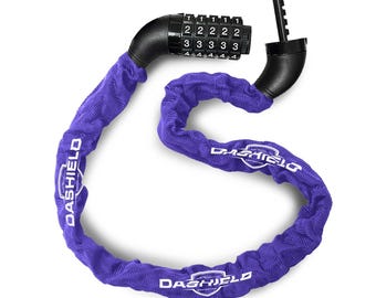 Fiets, motor, scooter 38,6 inch (paars) - DaShield-kettingslotbeveiliging 5-cijferige resetbare combinatie