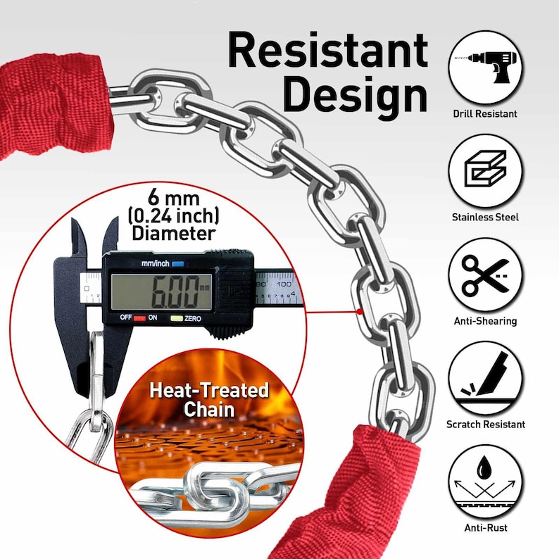 Bicycle, Motocycle, Scoot 38.6 inches- DaShield Bike Chain Lock Security 5 Digit Resettable Combination image 2