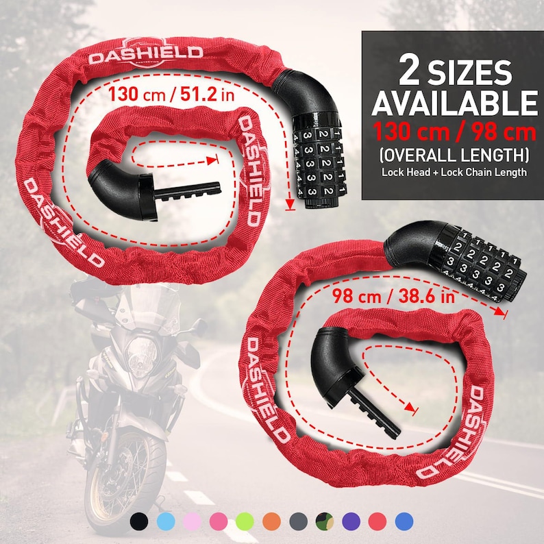 Bicycle, Motocycle, Scoot 38.6 inches- DaShield Bike Chain Lock Security 5 Digit Resettable Combination image 6