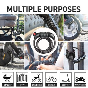 DaShield Bike Lock Cable 5 Digit Resettable Combination Code for Bicycle and Scooter image 6