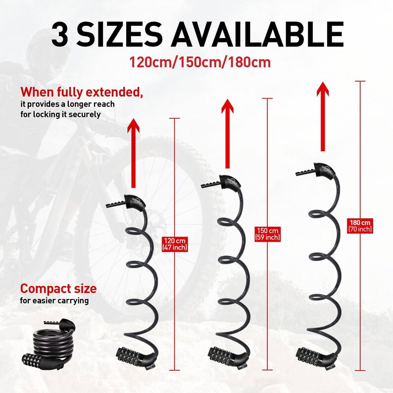 DaShield Bike Lock Cable 5 Digit Resettable Combination Code for Bicycle and Scooter image 4