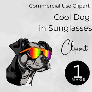 Funny Dog Clipart – Cool Dog in Sunglasses PNG, Cartoon Puppy Face with Transparent Background for Dog Lovers & Crafts