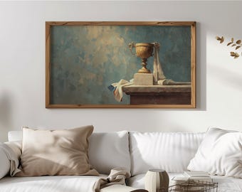 Arte de trofeo vintage para marco de TV, elegante arte de marco para TV Samsung, decoración digital de trofeo de la Copa del Mundo, impresión clásica de pedestal, descarga de arte para TV 79