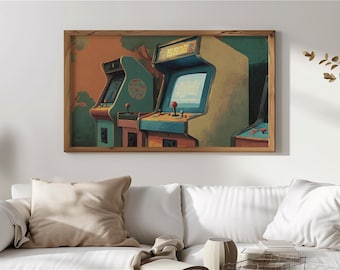 Retro Arcade Cabinet TV Art, Samsung Frame TV Art, Vintage Gaming Decor, Joystick Console Wall Art, Digital Download, Nostalgic Decor 67