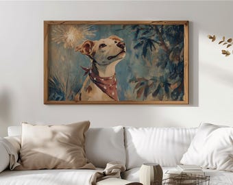 Art vintage chien cadre TV, portrait de chien confortable pour Samsung cadre TV, décoration murale animal rustique, art chien ludique, téléchargement numérique 217