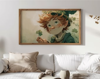 Retrato rústico de duende para TV, decoración irlandesa primaveral, arte mural para el Día de San Patricio, pintura digital 118