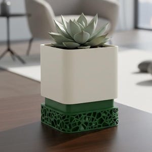 Custom 3D Printed Planter “Vori Square” – Modern Square Plant Pot, Two-Tone or Solid Color