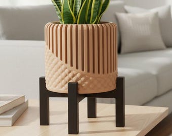 3D Printed Modular Planter "Riona" Design with Drainage & Stand