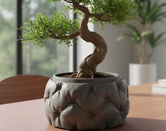 Modern Bonsai Planter “Kivu” with Sculpted Padded Texture
