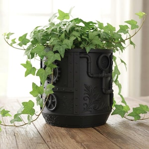 Unique Planter  "Brassel" — 3D Printed Plant Pot with Textured Metal Design, Modern Succulent Pots