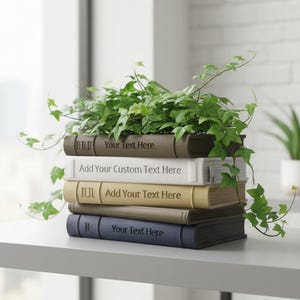 Custom color and text Book Planter Pot "Orven 6" –  Unique 3D Printed Planter in the Shape of Classic Books
