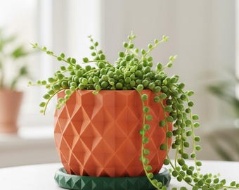 Geometric 3D Printed Planter "Prizma"  Modern Faceted Pot | Multicolor or Single Color Design