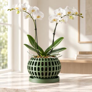 Small Orchid Pot with Holes, 3–7 Inch Open Grid Planter with Drainage, Optional Tray | Brex