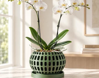 Small Orchid Pot with Holes, 3–7 Inch Open Grid Planter with Drainage, Optional Tray | Brex