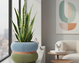 Textured Large Plant Pot "Fulix", Custom Color Indoor Planter